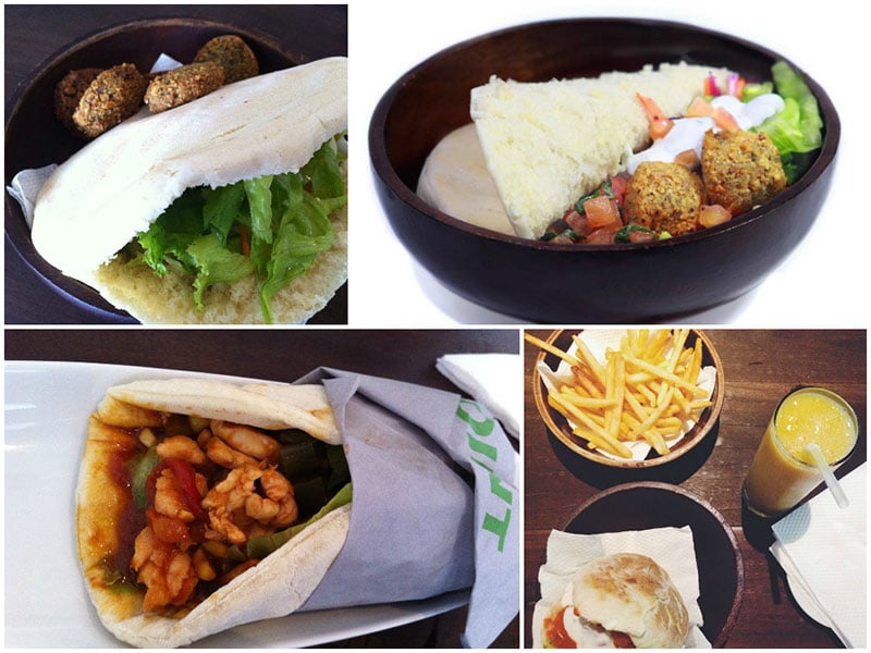 veg happy falafel collage